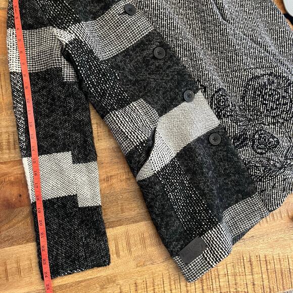 NWT Desigual Wool Blend Coat Womens 4 Tweed Embroidered Plaid Artsy Jacket Pea - Picture 13 of 16